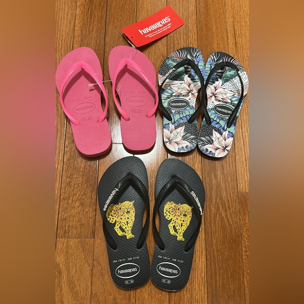 Havaianas Kids Sandals - Pink, Black, and Floral